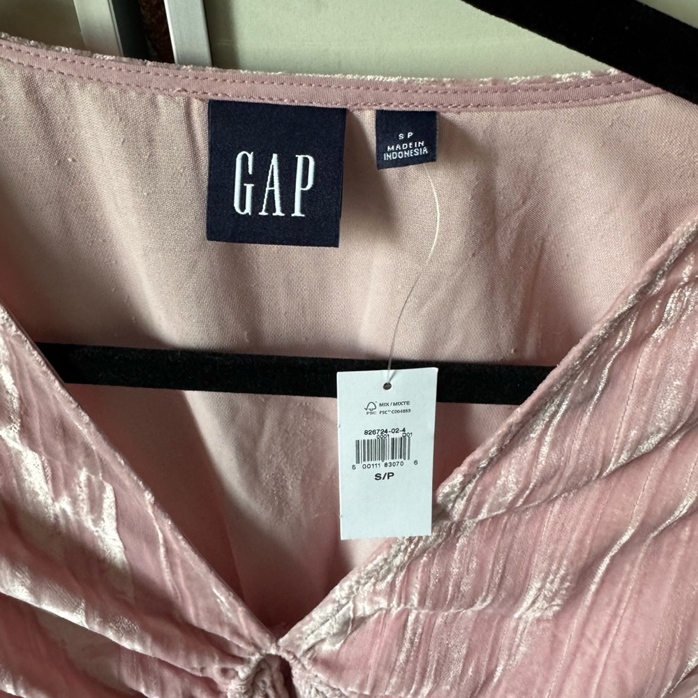 NWT GAP | Pink Velvet Smocked Mini Dress, Long Sleeves, small - Picture 3 of 9
